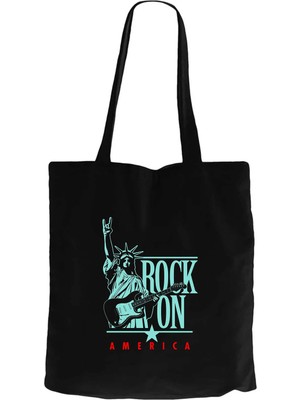 Z zepplin Rock On America Siyah Fermuarlı Bez Çanta Gabardin