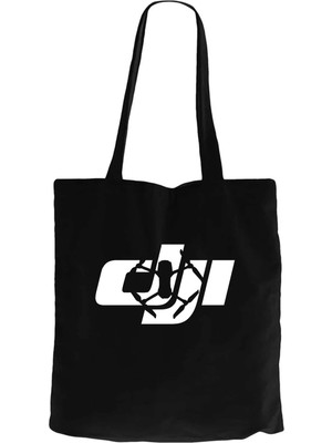 Z zepplin Dji Logo Silüet Siyah Fermuarlı Bez Çanta Gabardin