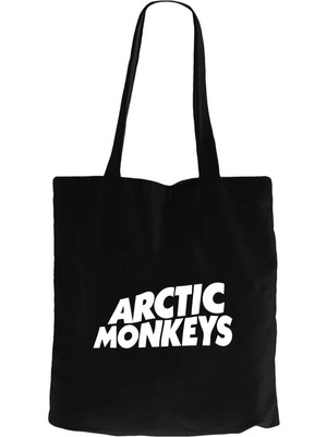 Z zepplin Arctic Monkeys White Logo Siyah Fermuarlı Bez Çanta Gabardin