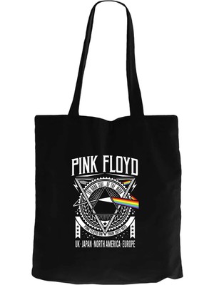 Z zepplin Pink Floyd Tour 1972 1973 Siyah Fermuarlı Bez Çanta Gabardin