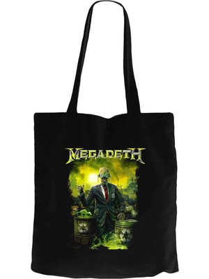 Z zepplin Megadeth Waste Profit Siyah Fermuarlı Bez Çanta Gabardin