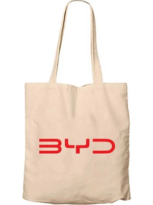Z zepplin Byd Logo Text Red Krem Fermuarlı Bez Çanta Gabardin