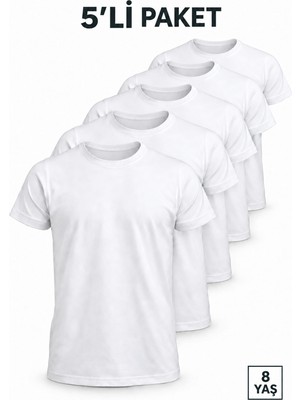 Sanal Bayim Sublimasyon Polyester Tişört 8 Yaş 5li Paket