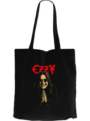 Z zepplin Ozzy Osbounre Siyah Fermuarlı Bez Çanta Gabardin