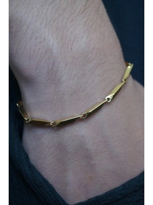 Asd Accessory Singapur/küp Model Gold Renk Kalın Model (2mm) Çelik Bileklik / 20 cm