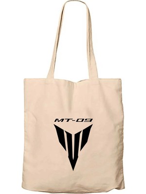 Z zepplin Yamaha mt 09 Logo Krem Fermuarlı Bez Çanta Gabardin