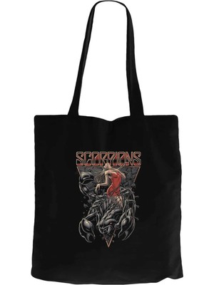 Z zepplin Scorpions Lovedrive Siyah Fermuarlı Bez Çanta Gabardin
