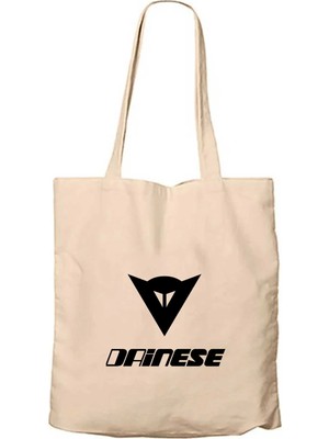 Z zepplin Dainese Black Logo Text Krem Fermuarlı Bez Çanta Gabardin