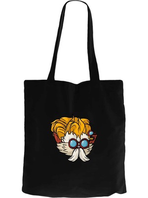 Z zepplin League Of Legends Heimerdinger Siyah Fermuarlı Bez Çanta Gabardin