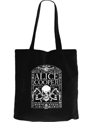 Z zepplin Alice Cooper Memento Mori Siyah Fermuarlı Bez Çanta Gabardin