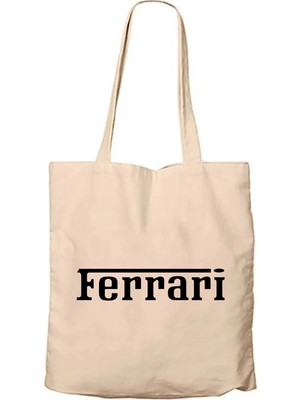 Z zepplin Ferrari Text Black Krem Fermuarlı Bez Çanta Gabardin