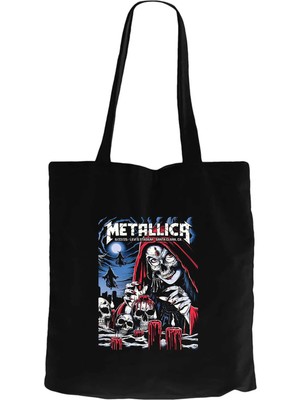 Z zepplin Metallica 2025 Tour Siyah Fermuarlı Bez Çanta Gabardin