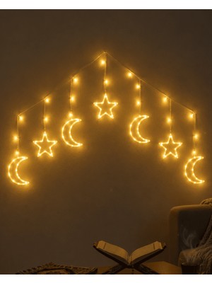 Str Store Dekoratif Ay Yıldız LED Ramazan Lambası Sıcak Beyaz Tasarım