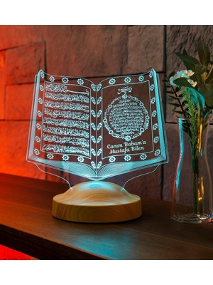 Babaya Dini Hediye, Babalar Günü Hediyesi Kuran-I Kerim, Dedeye Islami Doğum Günü Hediyesi, Kişiye Özel 3D Lamba Manevi Hatıra