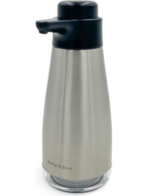Sense Touch Manuel Pompalı Sıvı Sabunluk | Paslanmaz Çelik | 450ML Şeffaf Seviye Bölmesi | Parmak Izi Bırakmaz | Banyo ve Mutfak | Metalik Gri