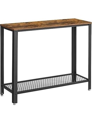SBN - Store Konsol Masası, 2 Katlı Koridor Masası, Izgara Raflı, Dar Masa, Metal Çerçeve, Ayarlanabilir Ayaklar, Koridor, Giriş, Oturma Odası, Endüstriyel Tarz, K