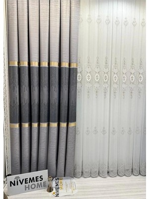 Str Store Amasra FT614164 V-5403 Gri 1/3 Sık Pileli Fon Perde Apm