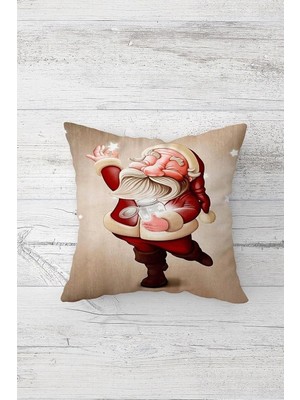 SBN - Store Pelangi Baba Yılbaşı Temalı Çift Tarafı Baskı Gizli Fermuar Yastık Kılıfı Kırlent Koltuk Yastık Kılıfı, Bej-Bordo 45 x 45, 24691173745451