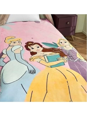 SBN - Store Taç Princesses Fun And Çizgi Film Karakteri Pamuk-Polyester Karışım Battaniye, Pembe, Mavi, Mor, Sarı, Tek Kişilik