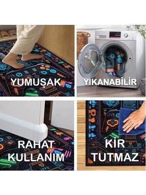 SBN - Store Dizayn Nerf Gamer Halısı Şönil Pamuk Tabanlı Kaymaz Yıkanabilir Gaming Oyuncu Odası Halısı 140X200