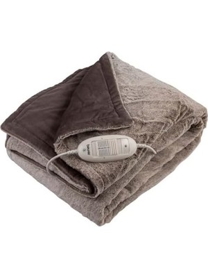 SBN - Store Hd 75 Elektrikli Battaniye, Kürk Görünümlü Yumuşak Sıcak Battaniye, 6 Sıcaklık Kademesi, Makinede Yıkanabilir, Otomatik Kapanma, Bej/kahverengi, 180 x
