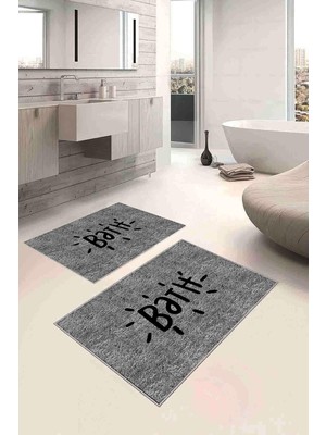Dijital Baskılı Kaymaz Taban Bath Yıkanabilir 2li Banyo Halısı Paspas Klozet Takımı