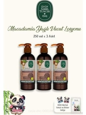 SBN - Store 3'lü Doğal Macadamia Yağlı El ve Vücut Losyonu 250 ml ve Rosıe