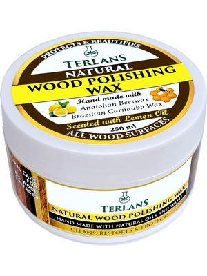 Terlans Doğal Ahşap Koruyucu Parlatıcı Vaks 250 ml Üstün Koruma + Mikrofiber Bez / Ahşap Mobilya Parlatıcı ve Üstün Koruyucu Wax / Masa, Dolap, Kapı ve Antika Ahşap Yüzeyler Için Doğal Parlaklık