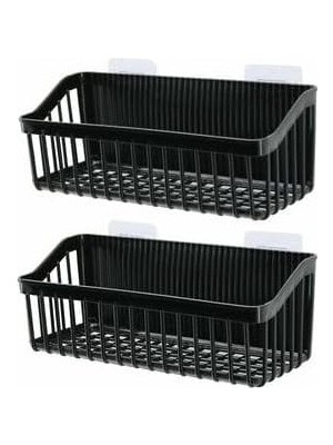 SBN - Store 2’li Yapışkan Askılı Banyo & Mutfak Organizer Sepeti – Delmeden Duvara Asılan Plastik Düzenleyici Raf (Renk Stok Durumuna Göre Gönderilir)