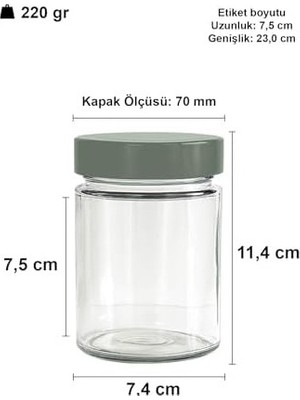 SBN - Store 350 ml Kavanoz Metal Derin Kapaklı 350 cc Şeffaf Reçel, Marmelat Cam Kavanoz Deep 6 Adet (Gümüş Kapak)