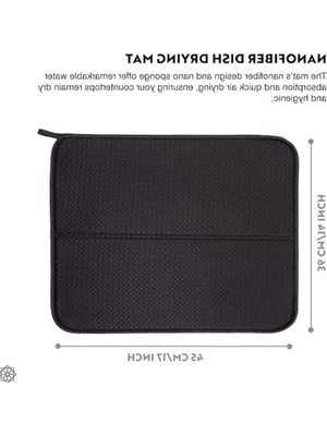 Die Grup Mikrofiber Bulaşık Kurutma Paspası, Hızlı Kuruma Özelliği, Siyah