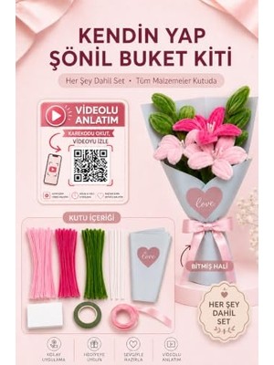 Die Grup Pembe Lilyum Buketi Kendin Yap (Dıy) Kiti - 65 Adet Şönil Içerir Hobi ve Hediye Seti