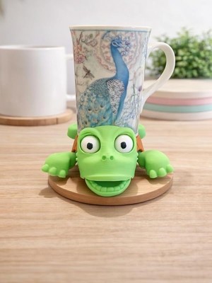 3D Baskı Kaplumbağa Hareketli Bardak Altlığı – Eğlenceli Coaster – Masaüstü Dekor – Ofis & Ev Aksesuarı