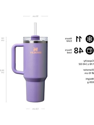 Die Grup 1.18 Litre Pipetli Termos Bardak, Parlak Lila Renk, Paslanmaz Çelik