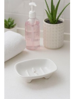 Die Grup Beyaz Seramik Sabunluk, Ortası Delikli Tasarım, Banyo ve Lavabo Için Kullanışlı
