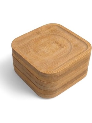 Die Grup 10 cm x 10 cm Bambu Çay Tabağı, 6'lı Set, Şık Tasarım