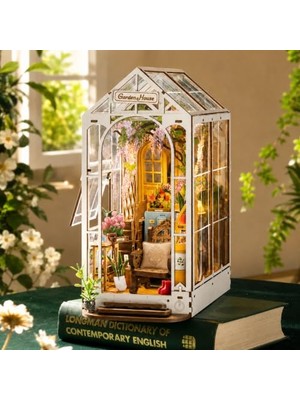 Die Grup Holiday Garden House Dıy Book Nook Kit – Işıklı Minyatür Bahçe Evi Ahşap Maket Kendin Yap Seti