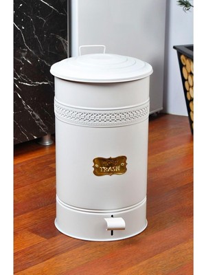 Derinsanal Metal Pedallı Mutfak Banyo 30LITRE Çöp Kovası Beyaz Tek Ebat