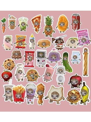 Die Grup Şapşal Kedi Komik Kedi Sticker Paketi/bullet Journal Defter Çıkartma Ajanda Laptop Etiket