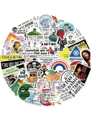 Die Grup 50'li Snarky Ifadeli Karikatür Sticker Seti, Laptop ve Notebook Için