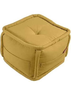 Die Grup Xpermate Puffymod Dekoratif Kare Puf Orta Sehpa Ayak Uzatma Puf 40X32 cm (Hardal)