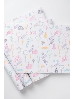 Die Grup Doğum Günü Temalı Hediye Paketleme Kağıdı 50X35 Cm, 10 Adet