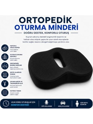 Die Grup Ortopedik Oturma Minderi – Kuyruk Sokumu Destek Minderi Uzun Süreli Oturuşlar Için Ergonomik Ofis ve Araç Koltuğu Minderi Visco Minder