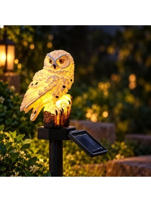 Die Grup Baykuş Figürlü Güneş Enerjili Solar Bahçe Aydınlatması IP44 S18