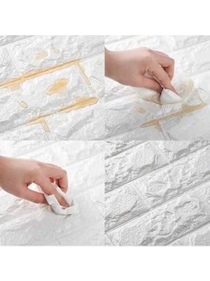 Die Grup Ukab Dekor Kendinden Yapışkanlı Köpük Esnek Taş Tuğla Desen Panel Duvar Beyaz 50 x 30
