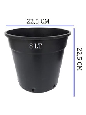 Die Grup Üretim Saksısı 1 Adet 22,5X22,5 cm 8 Lt Plastik Saksı Siyah Üretim Saksı Bitki Saksısı