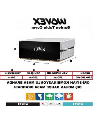 Die Grup Gri Siyah Kombinasyonlu Bahçe Masa Mobilya Brandası, Uv Korumalı
