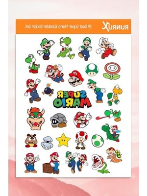 Die Grup Süper Mario Temalı Sticker Seti, Ajanda ve Defter Için