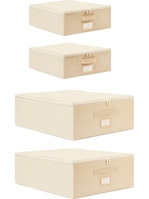 Die Grup Ocean Home Textile 4'lü Bej Balıksırtı Destekli Hurç Set 2 Adet 31 x 38 x 12 + 45 x 55 x 18 cm