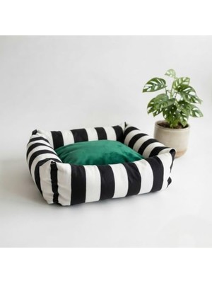 Die Grup Lüks Kare Zebra Desen Kedi Köpek Yatağı, Yeşil